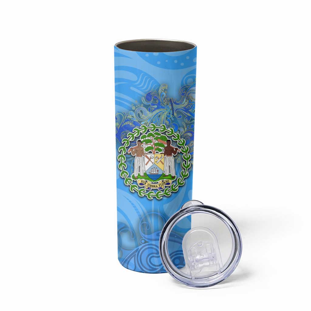 Ocean Spirit of Belize Skinny Tumbler Anchored in Belizean Pride - Aussie Hoodie