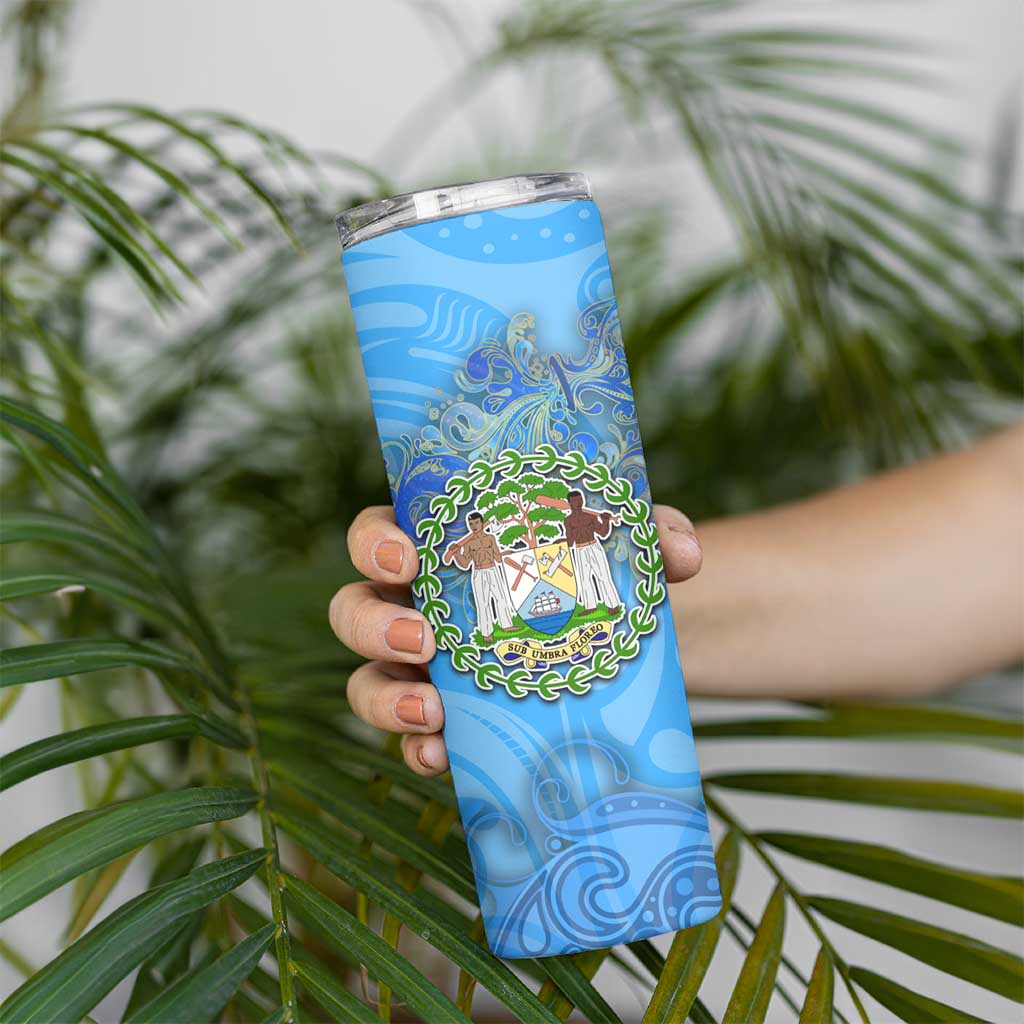 Ocean Spirit of Belize Skinny Tumbler Anchored in Belizean Pride - Aussie Hoodie