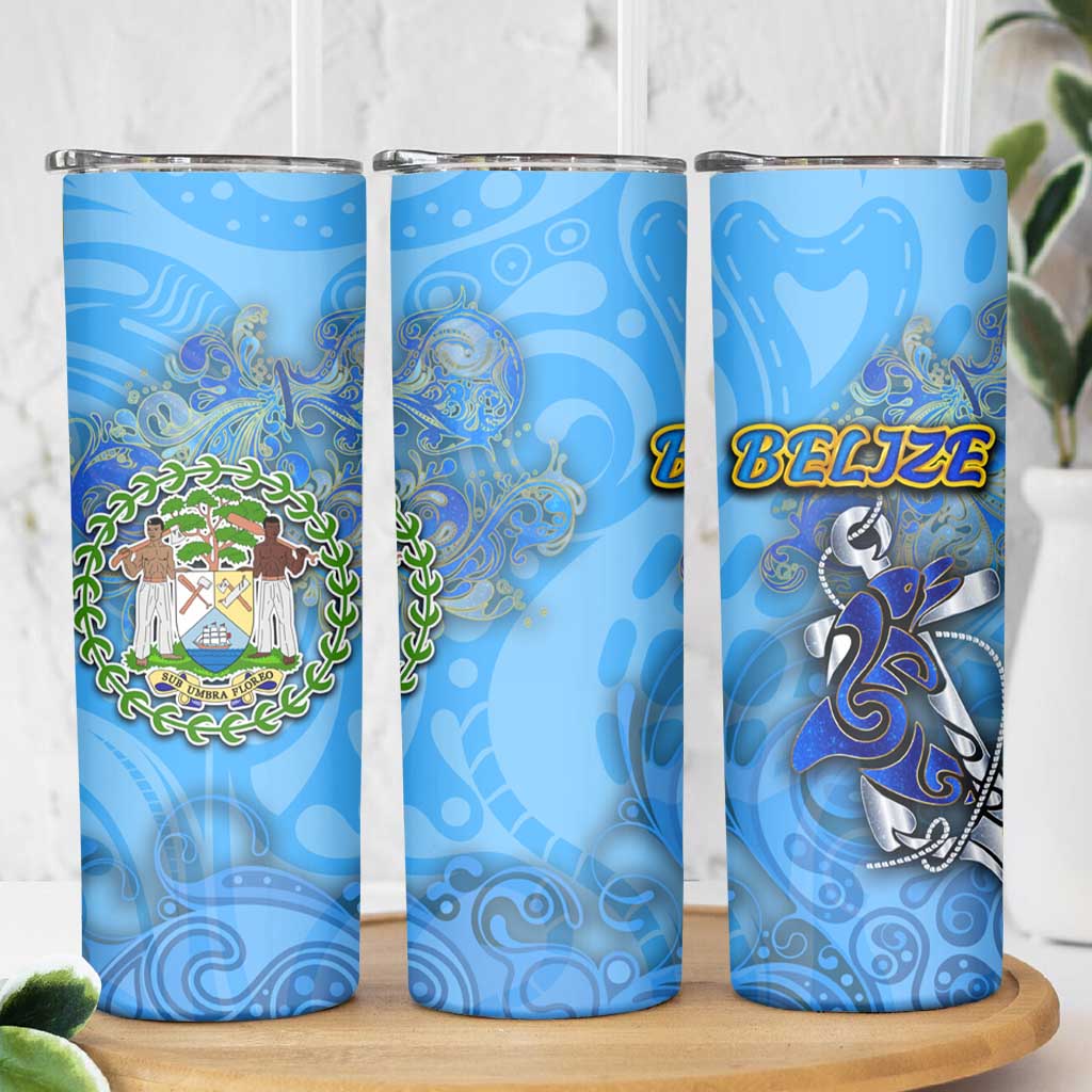 Ocean Spirit of Belize Skinny Tumbler Anchored in Belizean Pride - Aussie Hoodie