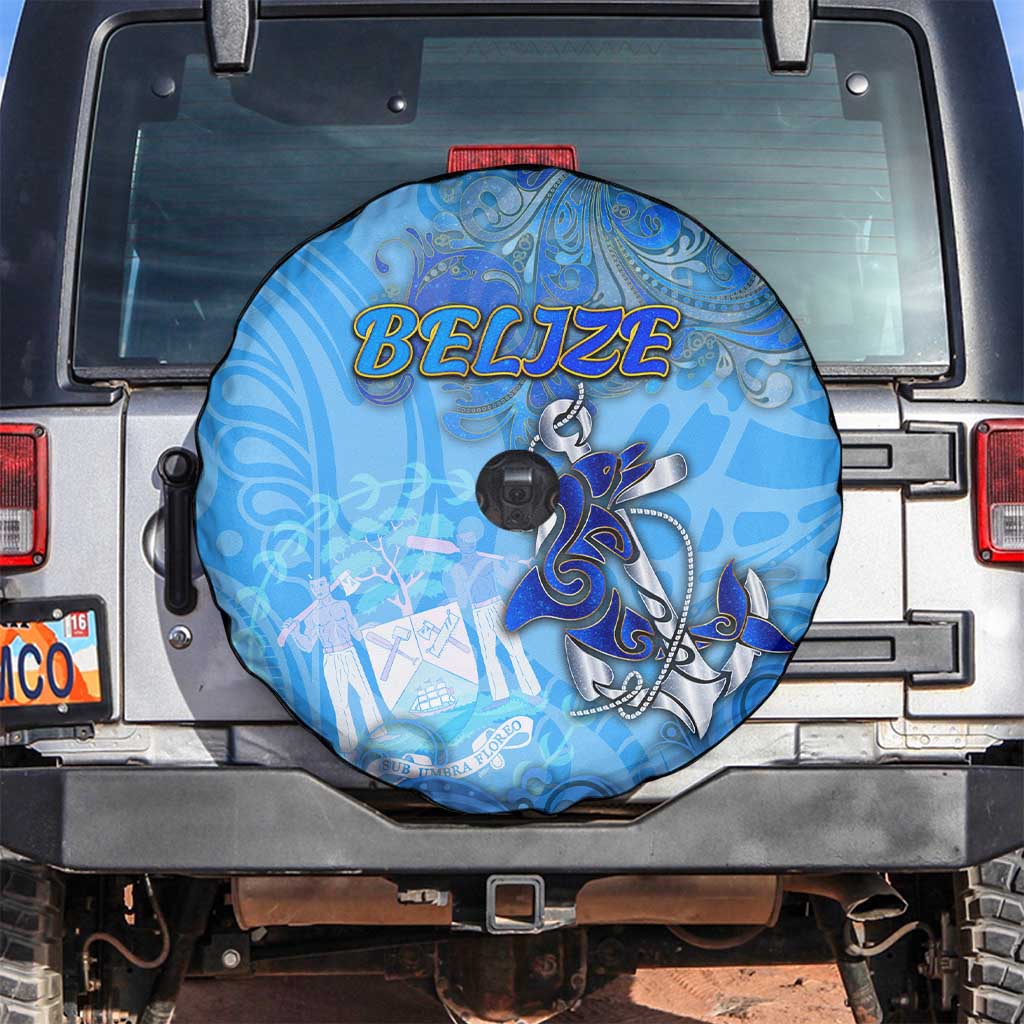 Ocean Spirit of Belize Spare Tire Cover Anchored in Belizean Pride - Aussie Hoodie