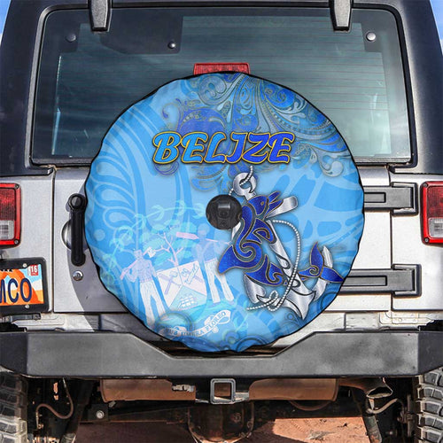 Ocean Spirit of Belize Spare Tire Cover Anchored in Belizean Pride - Aussie Hoodie
