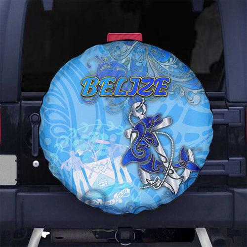Ocean Spirit of Belize Spare Tire Cover Anchored in Belizean Pride - Aussie Hoodie