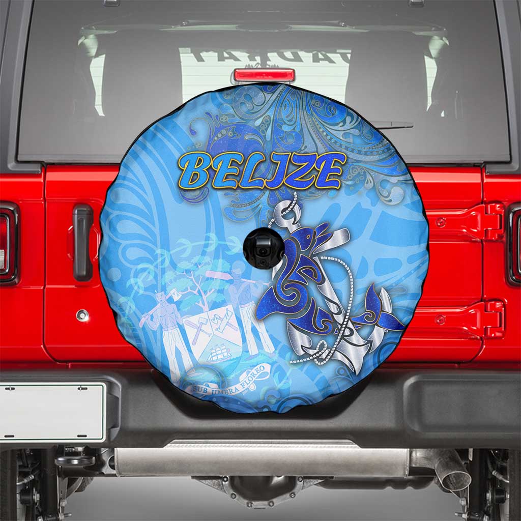 Ocean Spirit of Belize Spare Tire Cover Anchored in Belizean Pride - Aussie Hoodie