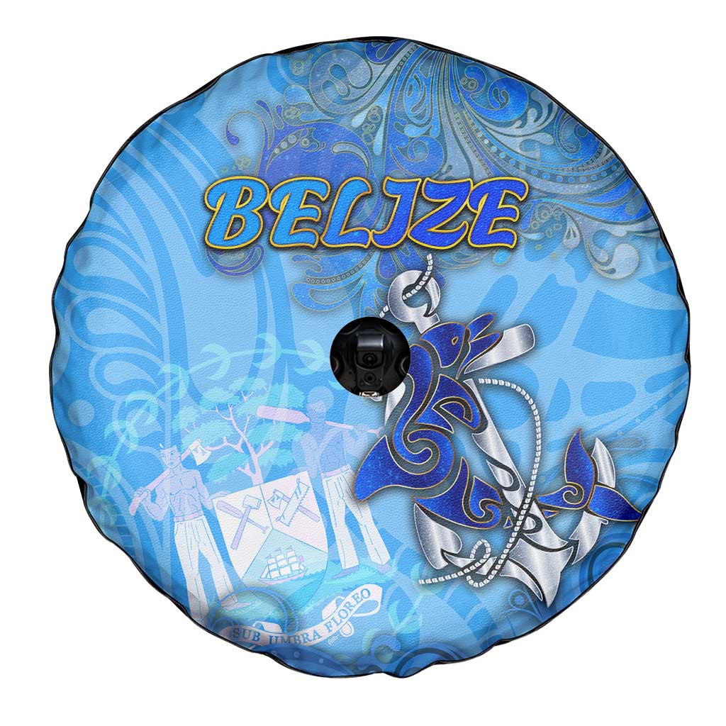Ocean Spirit of Belize Spare Tire Cover Anchored in Belizean Pride - Aussie Hoodie