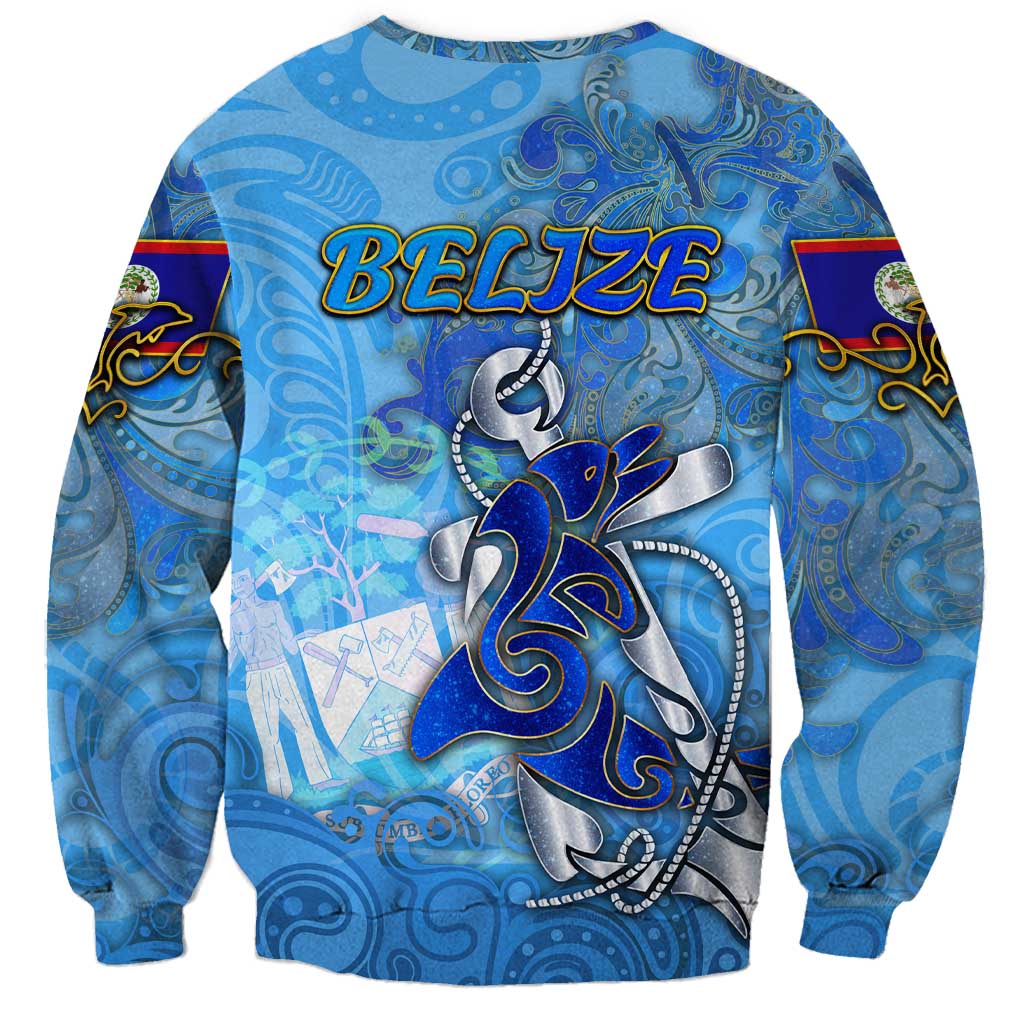 Ocean Spirit of Belize Sweatshirt Anchored in Belizean Pride - Aussie Hoodie