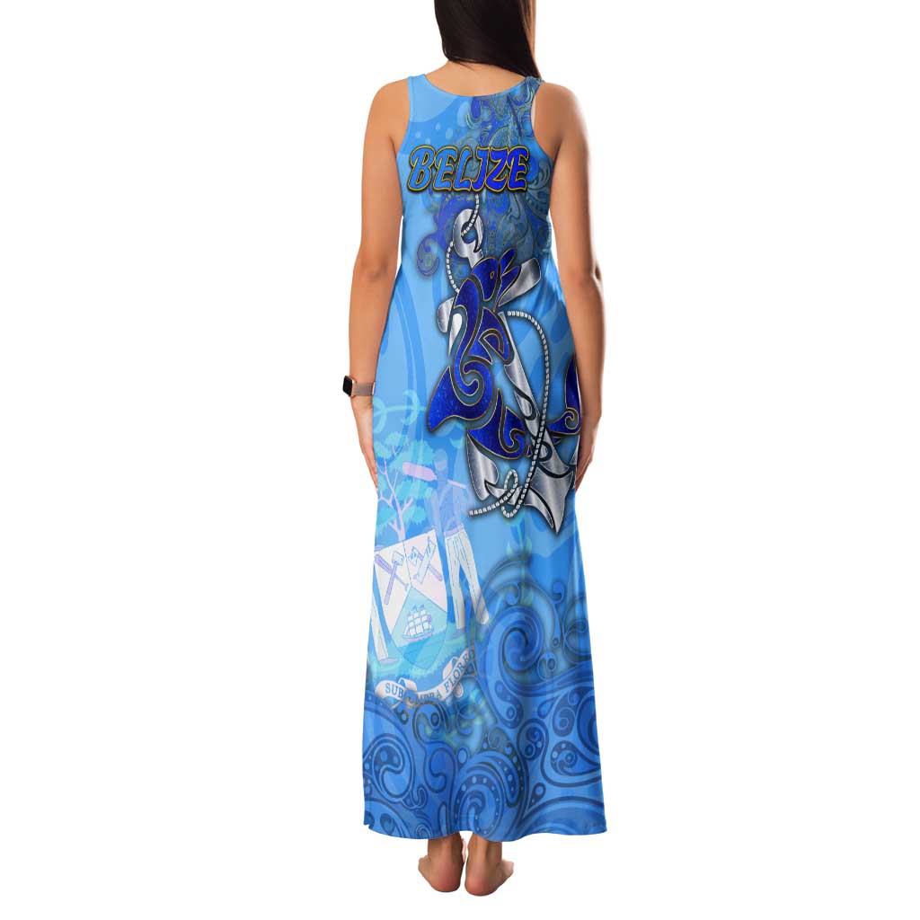 Ocean Spirit of Belize Tank Maxi Dress Anchored in Belizean Pride - Aussie Hoodie