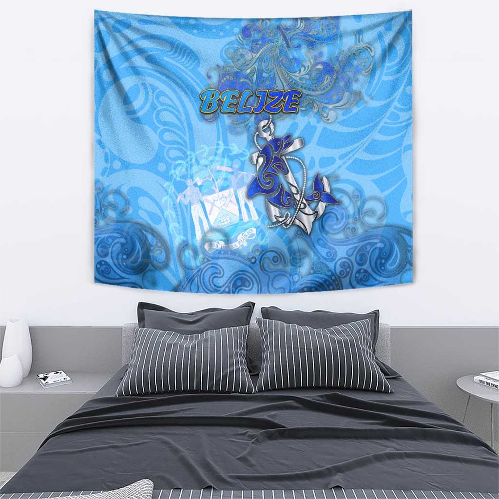 Ocean Spirit of Belize Tapestry Anchored in Belizean Pride - Aussie Hoodie
