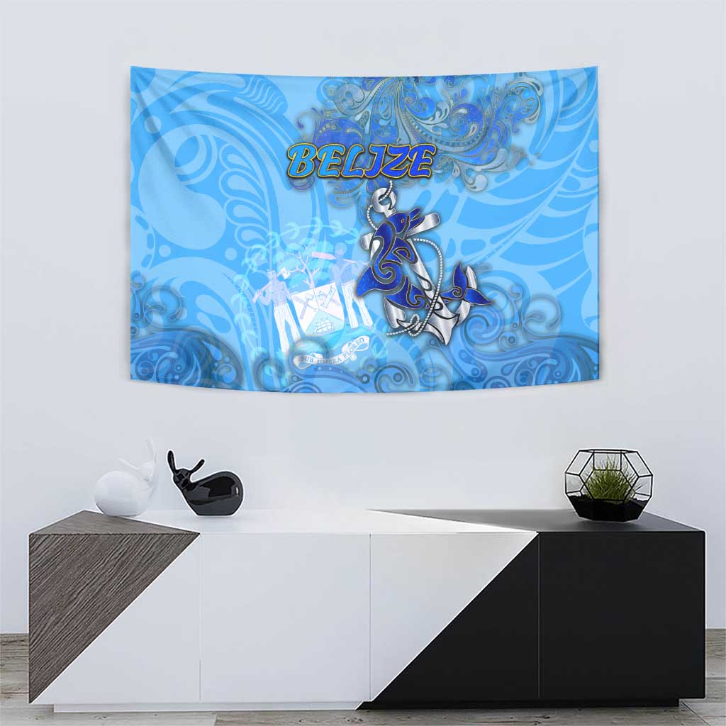 Ocean Spirit of Belize Tapestry Anchored in Belizean Pride - Aussie Hoodie