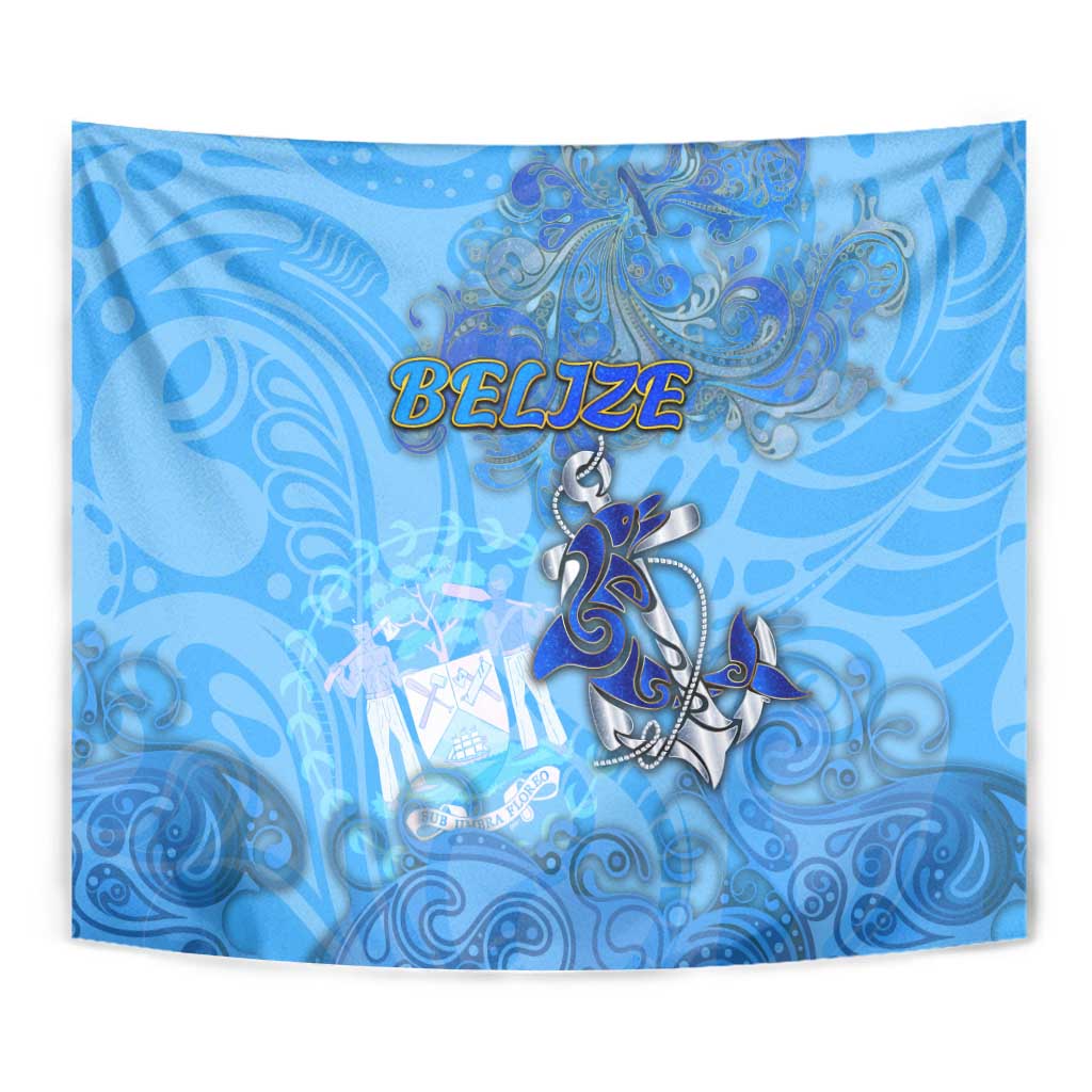Ocean Spirit of Belize Tapestry Anchored in Belizean Pride - Aussie Hoodie
