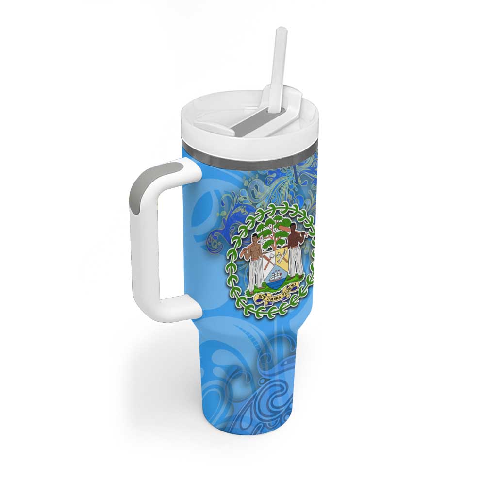 Ocean Spirit of Belize Tumbler With Handle Anchored in Belizean Pride - Aussie Hoodie