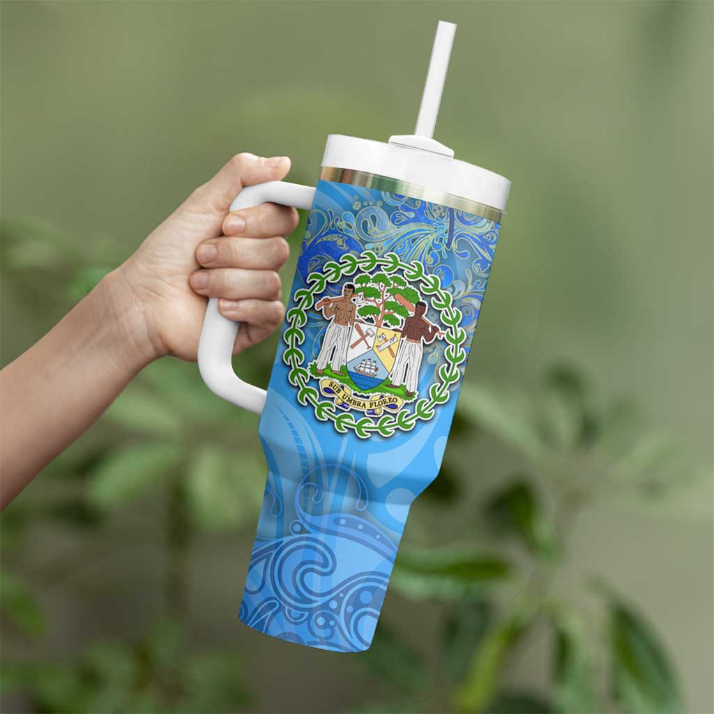 Ocean Spirit of Belize Tumbler With Handle Anchored in Belizean Pride - Aussie Hoodie