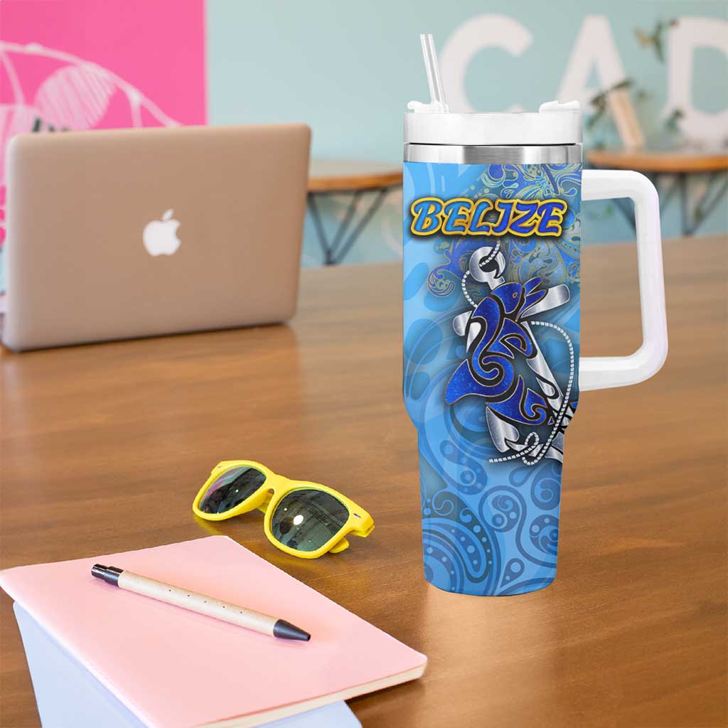 Ocean Spirit of Belize Tumbler With Handle Anchored in Belizean Pride - Aussie Hoodie