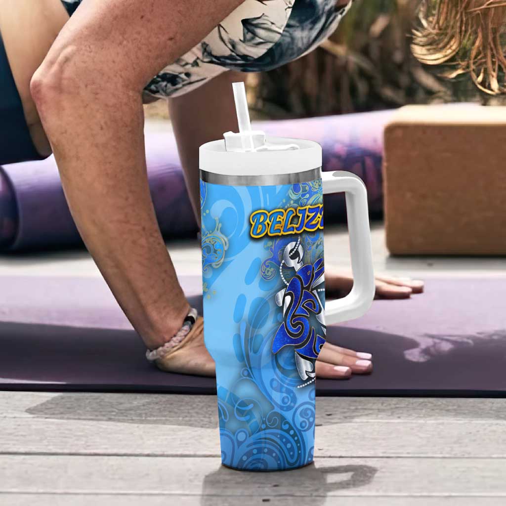 Ocean Spirit of Belize Tumbler With Handle Anchored in Belizean Pride - Aussie Hoodie