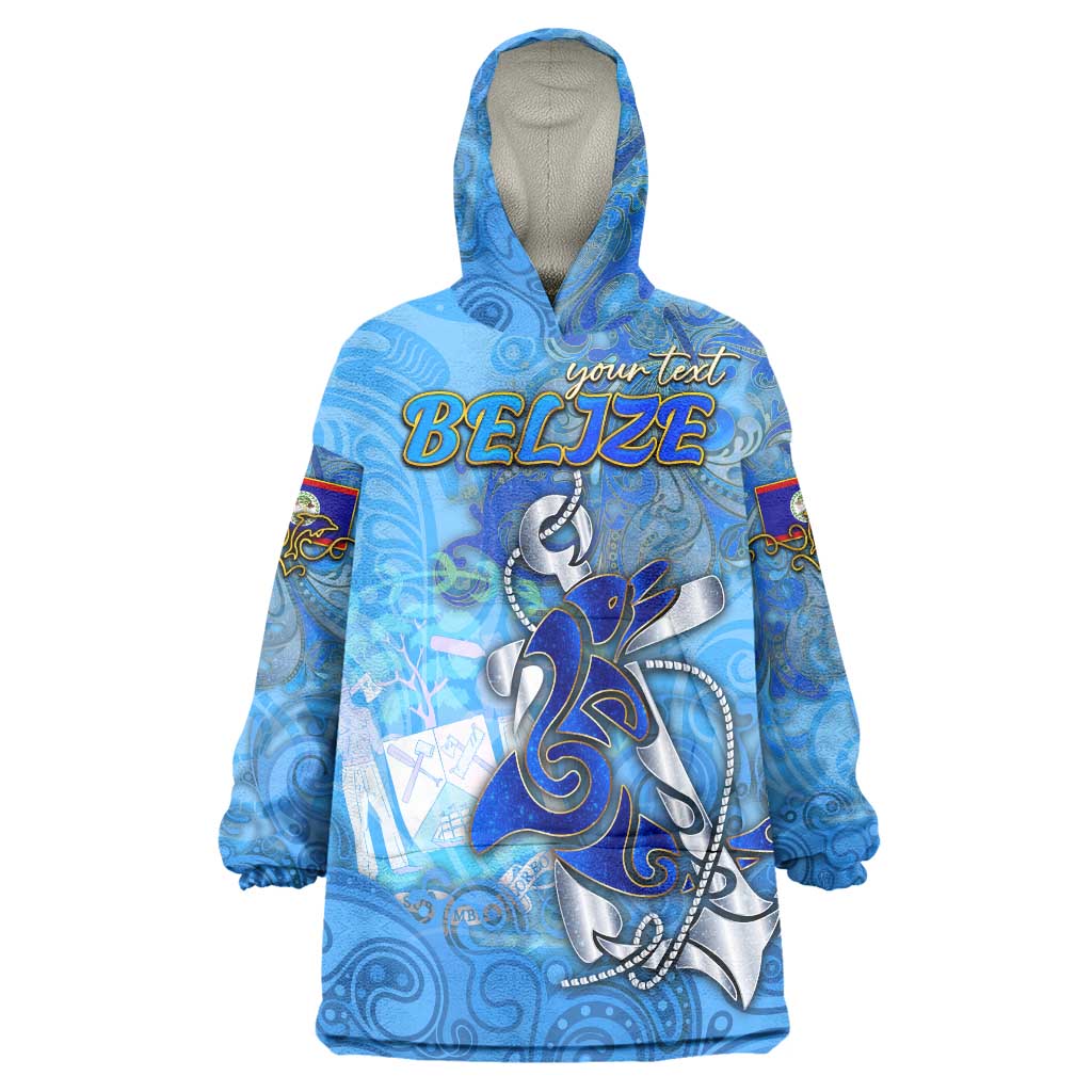 Ocean Spirit of Belize Wearable Blanket Hoodie Anchored in Belizean Pride - Aussie Hoodie