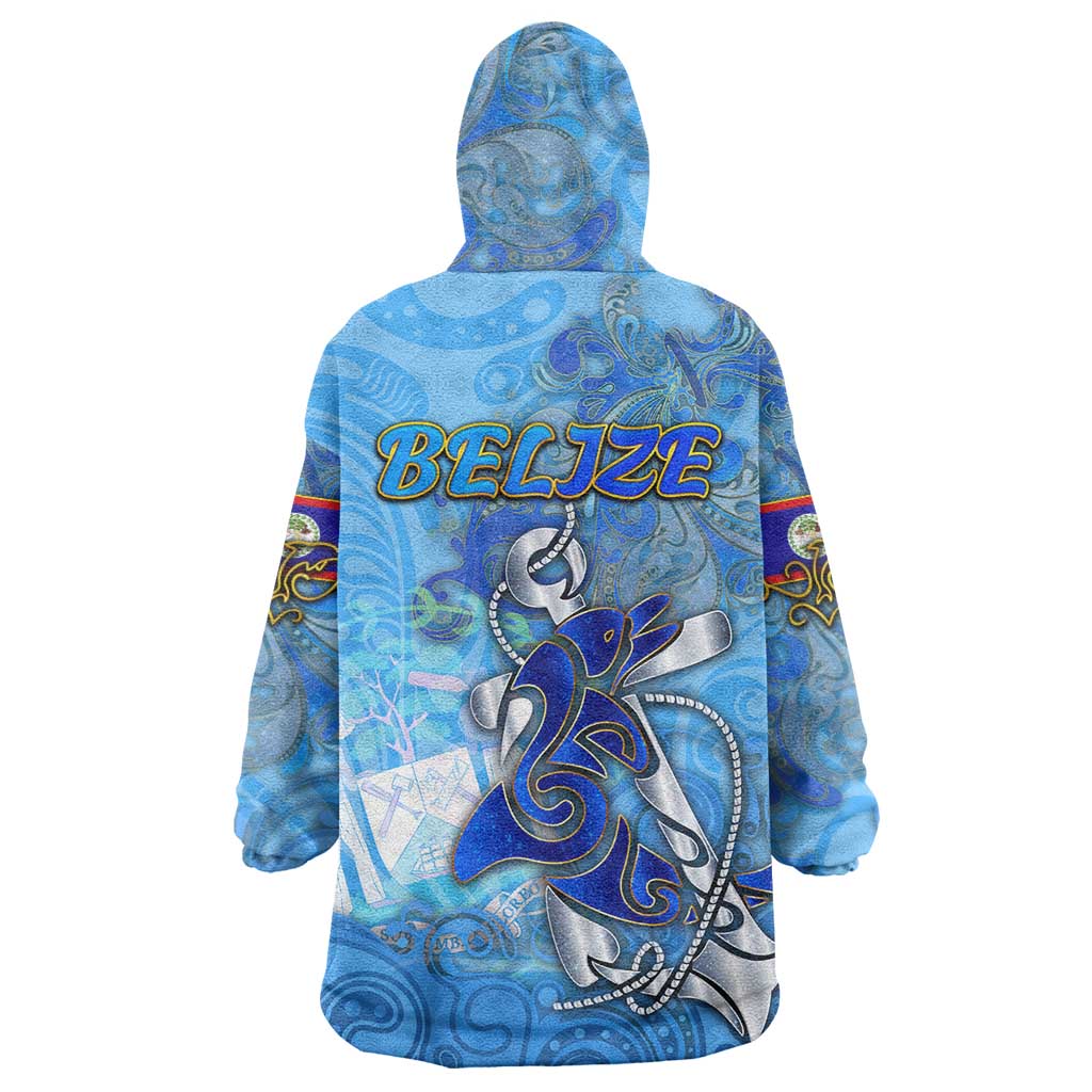 Ocean Spirit of Belize Wearable Blanket Hoodie Anchored in Belizean Pride - Aussie Hoodie