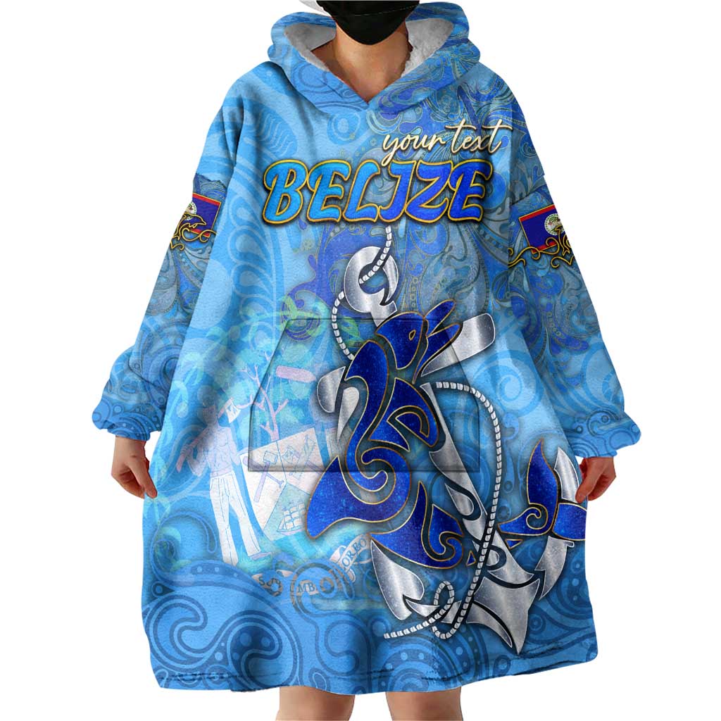 Ocean Spirit of Belize Wearable Blanket Hoodie Anchored in Belizean Pride - Aussie Hoodie