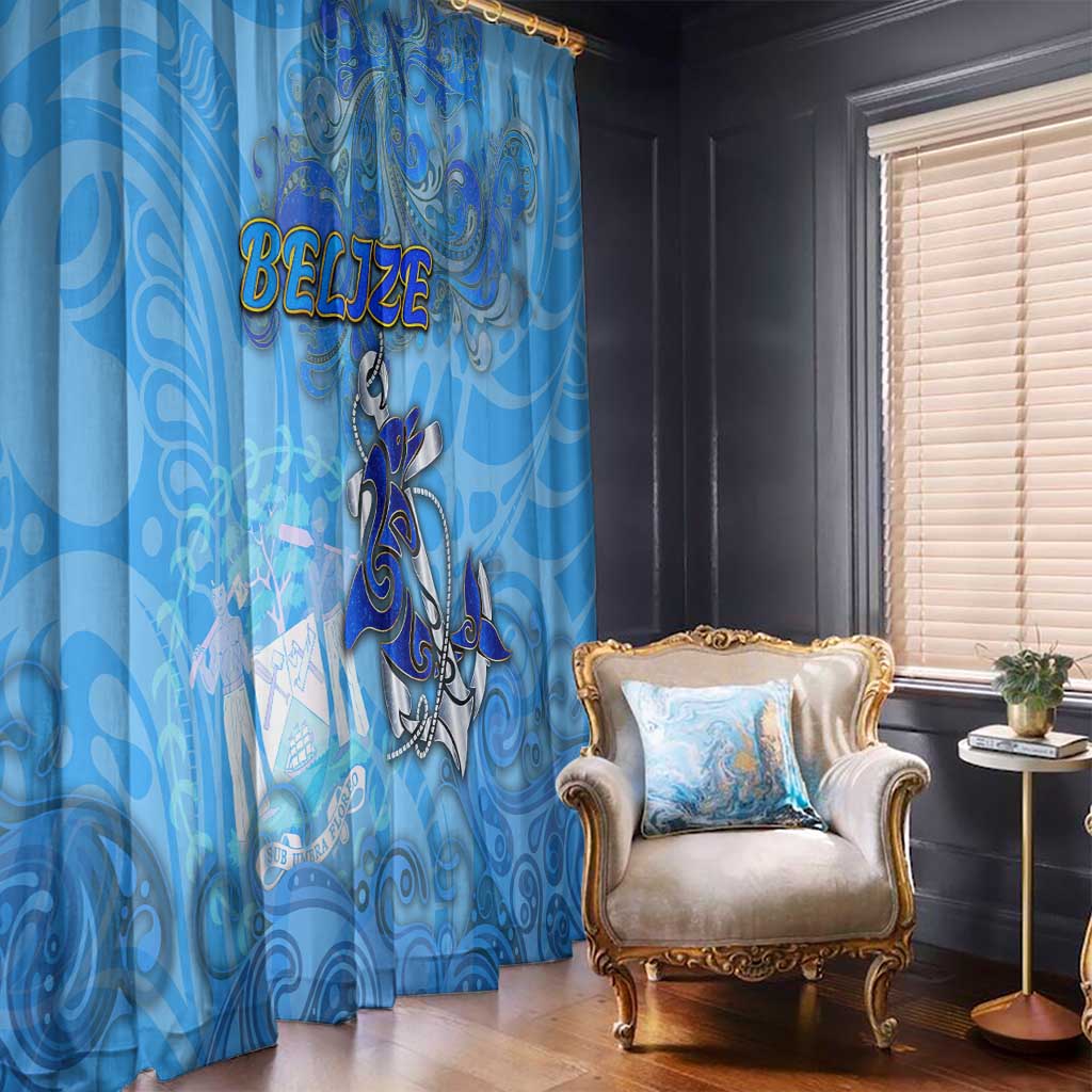 Ocean Spirit of Belize Window Curtain Anchored in Belizean Pride - Aussie Hoodie