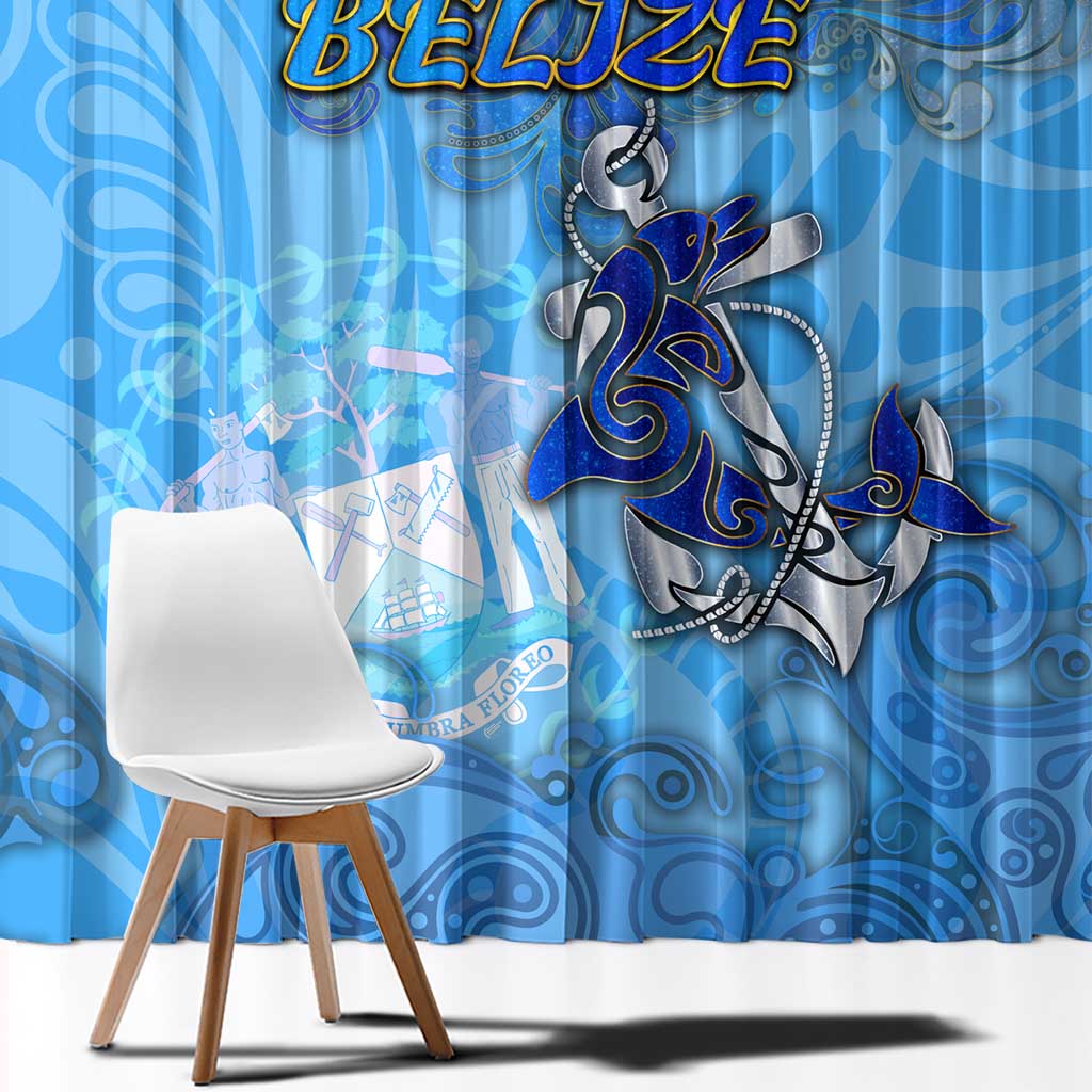 Ocean Spirit of Belize Window Curtain Anchored in Belizean Pride - Aussie Hoodie