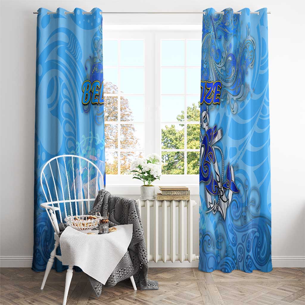 Ocean Spirit of Belize Window Curtain Anchored in Belizean Pride - Aussie Hoodie