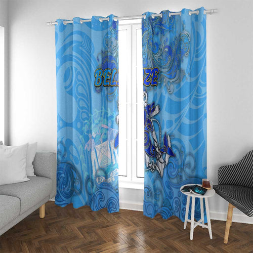 Ocean Spirit of Belize Window Curtain Anchored in Belizean Pride - Aussie Hoodie