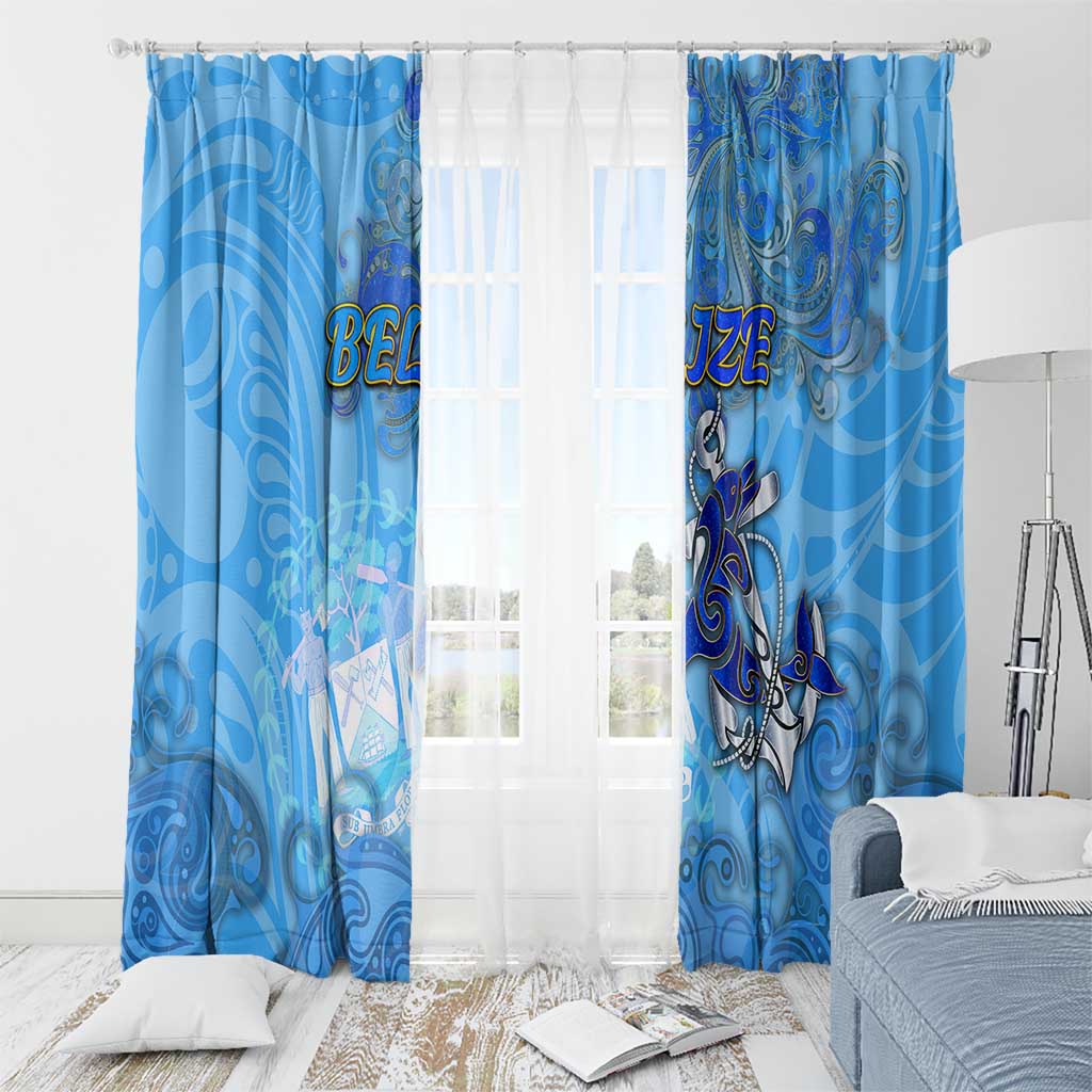 Ocean Spirit of Belize Window Curtain Anchored in Belizean Pride - Aussie Hoodie