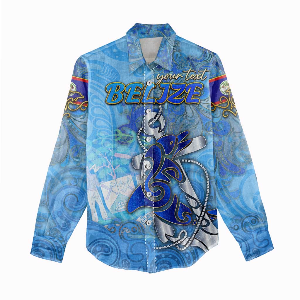 Ocean Spirit of Belize Women Casual Shirt Anchored in Belizean Pride - Aussie Hoodie