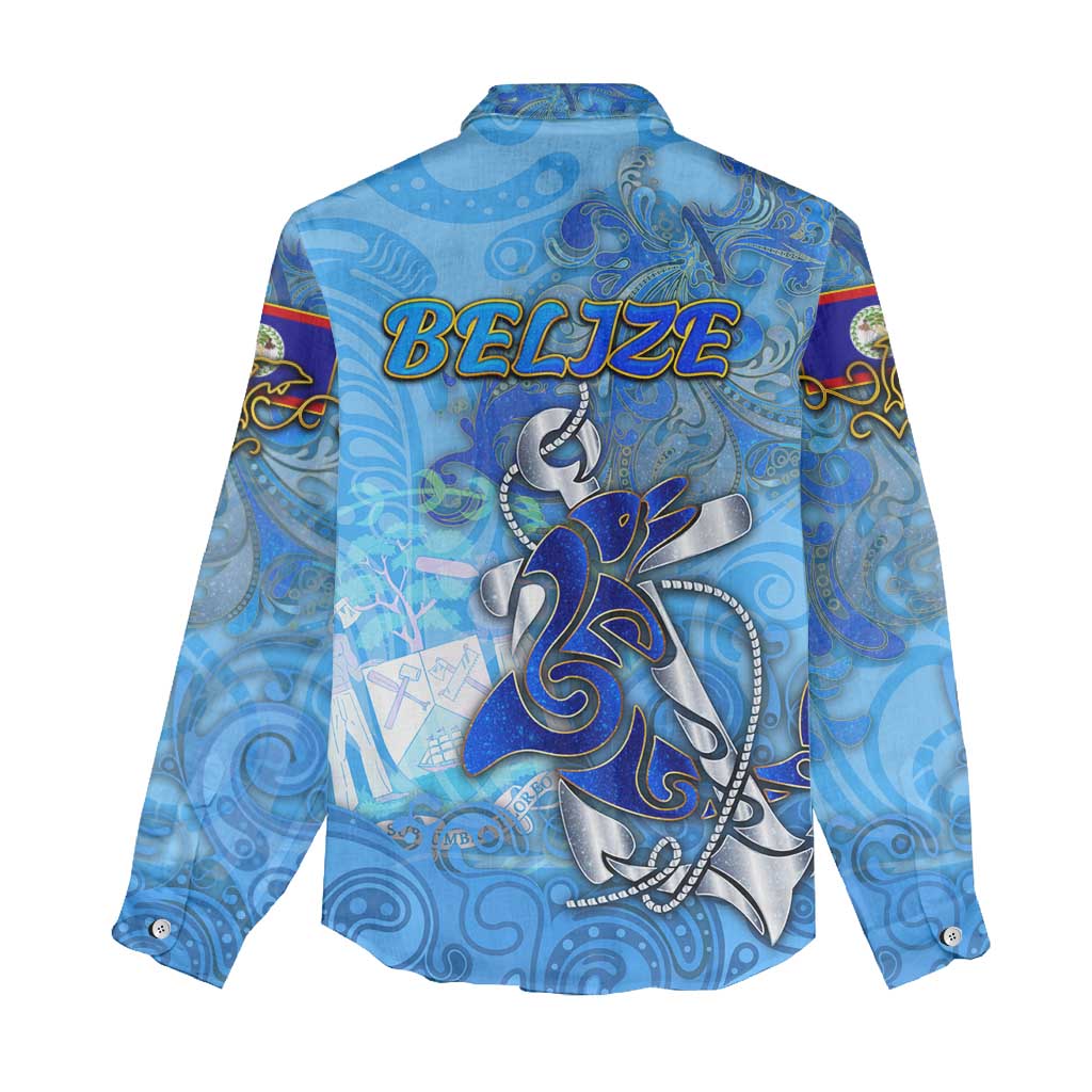 Ocean Spirit of Belize Women Casual Shirt Anchored in Belizean Pride - Aussie Hoodie