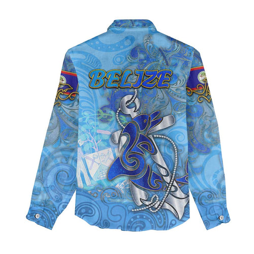 Ocean Spirit of Belize Women Casual Shirt Anchored in Belizean Pride - Aussie Hoodie
