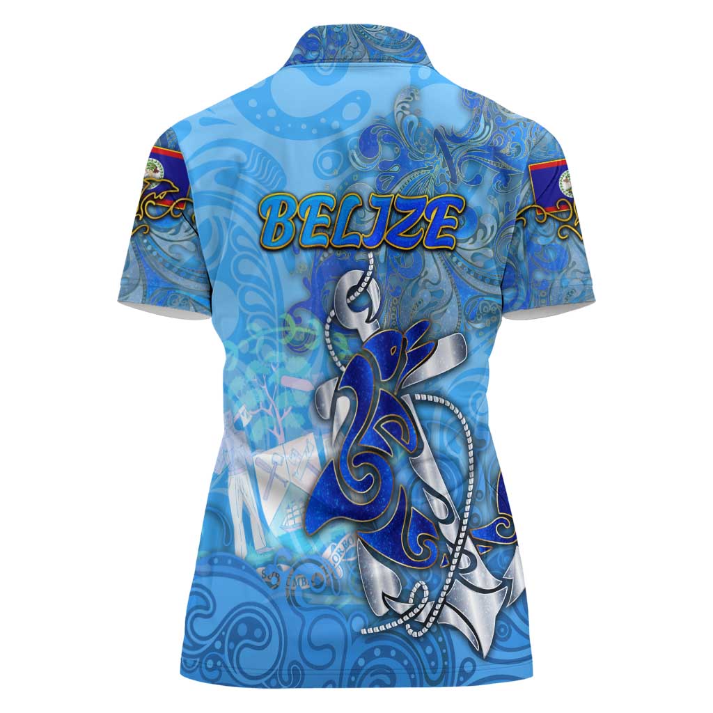 Ocean Spirit of Belize Women Polo Shirt Anchored in Belizean Pride - Aussie Hoodie