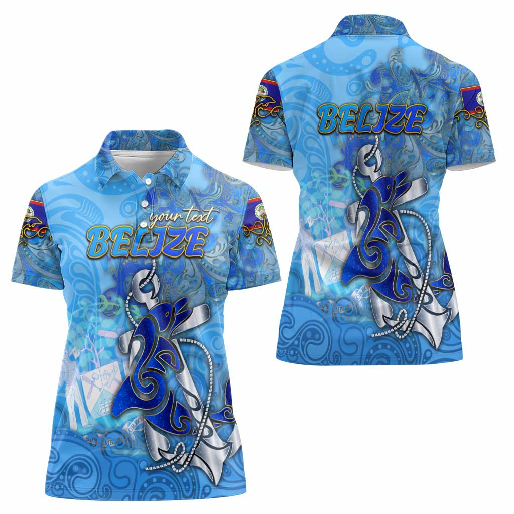 Ocean Spirit of Belize Women Polo Shirt Anchored in Belizean Pride - Aussie Hoodie