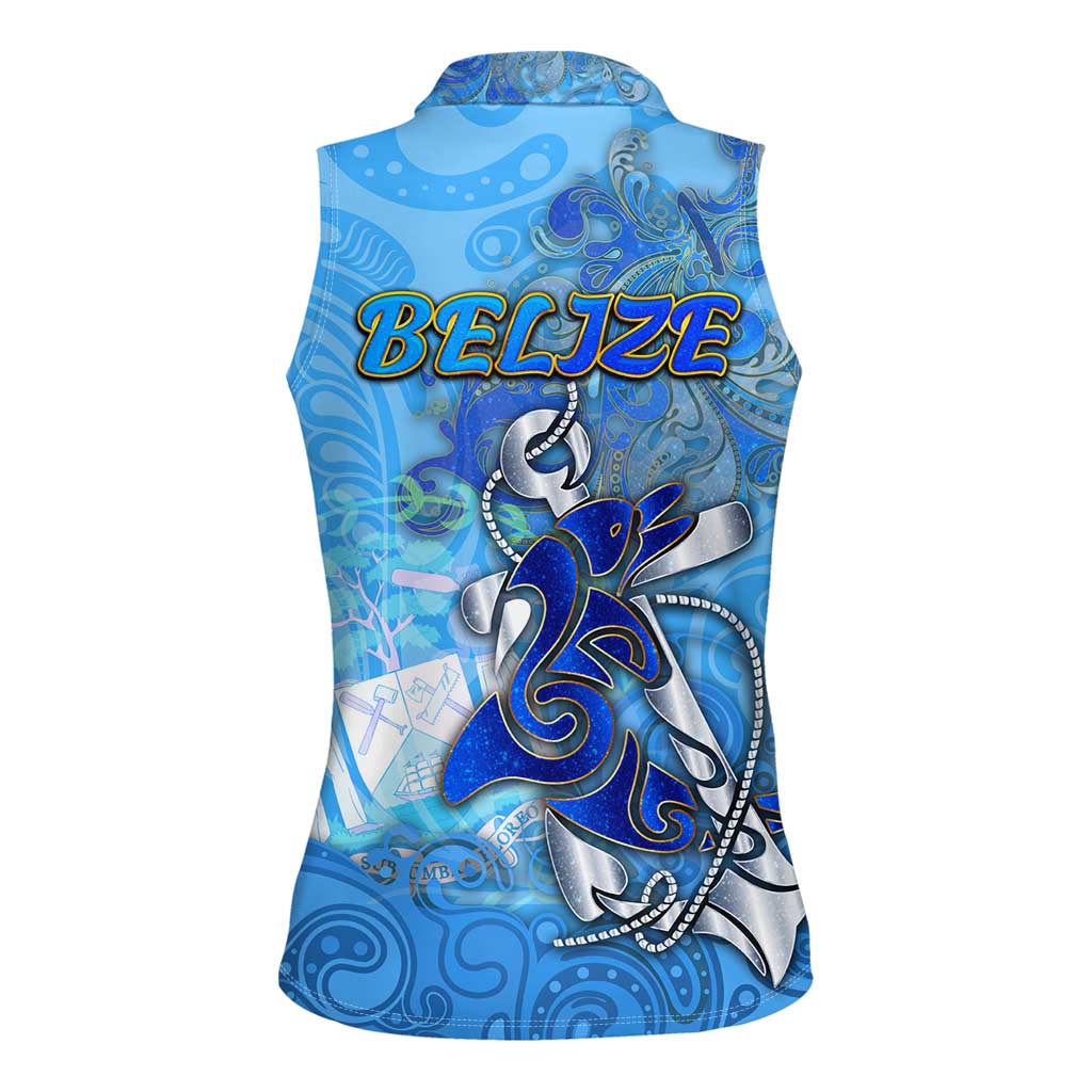 Ocean Spirit of Belize Women Sleeveless Polo Shirt Anchored in Belizean Pride - Aussie Hoodie