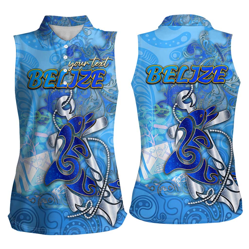 Ocean Spirit of Belize Women Sleeveless Polo Shirt Anchored in Belizean Pride - Aussie Hoodie