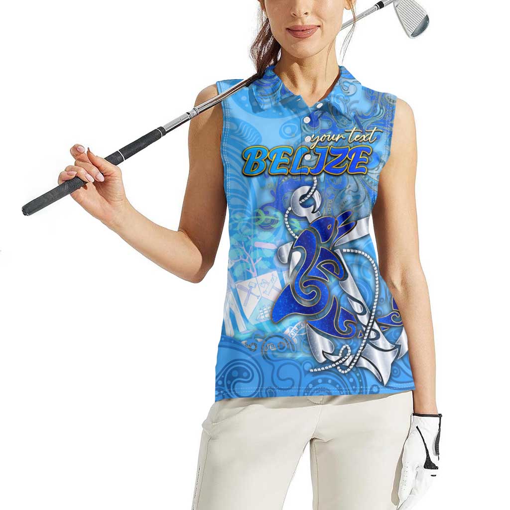 Ocean Spirit of Belize Women Sleeveless Polo Shirt Anchored in Belizean Pride - Aussie Hoodie
