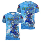 Ocean Spirit of Belize Women V-Neck T-Shirt Anchored in Belizean Pride - Aussie Hoodie
