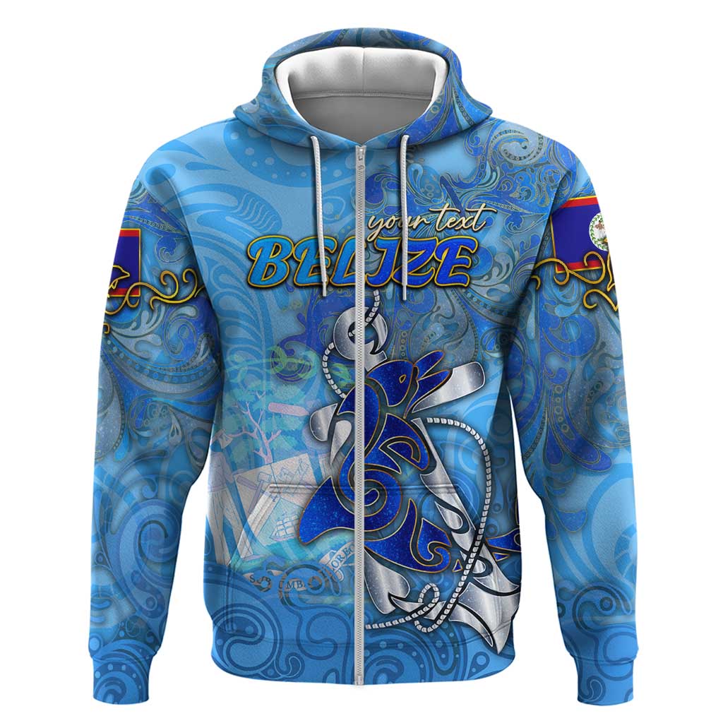 Ocean Spirit of Belize Zip Hoodie Anchored in Belizean Pride - Aussie Hoodie