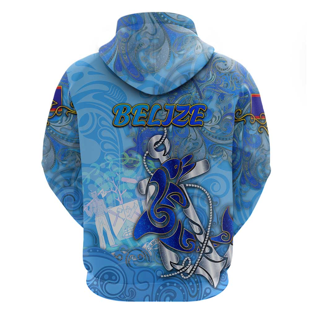 Ocean Spirit of Belize Zip Hoodie Anchored in Belizean Pride - Aussie Hoodie