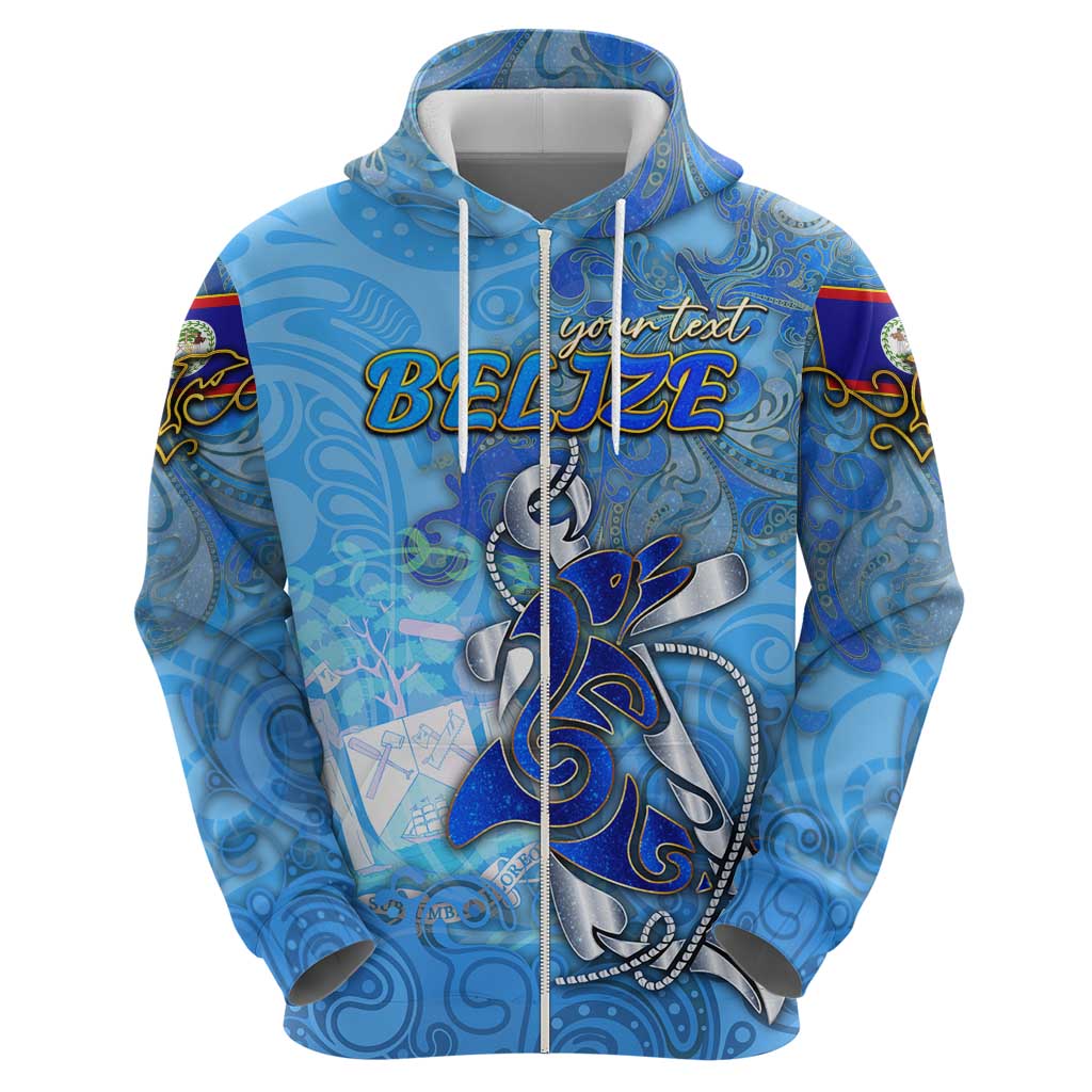 Ocean Spirit of Belize Zip Hoodie Anchored in Belizean Pride - Aussie Hoodie