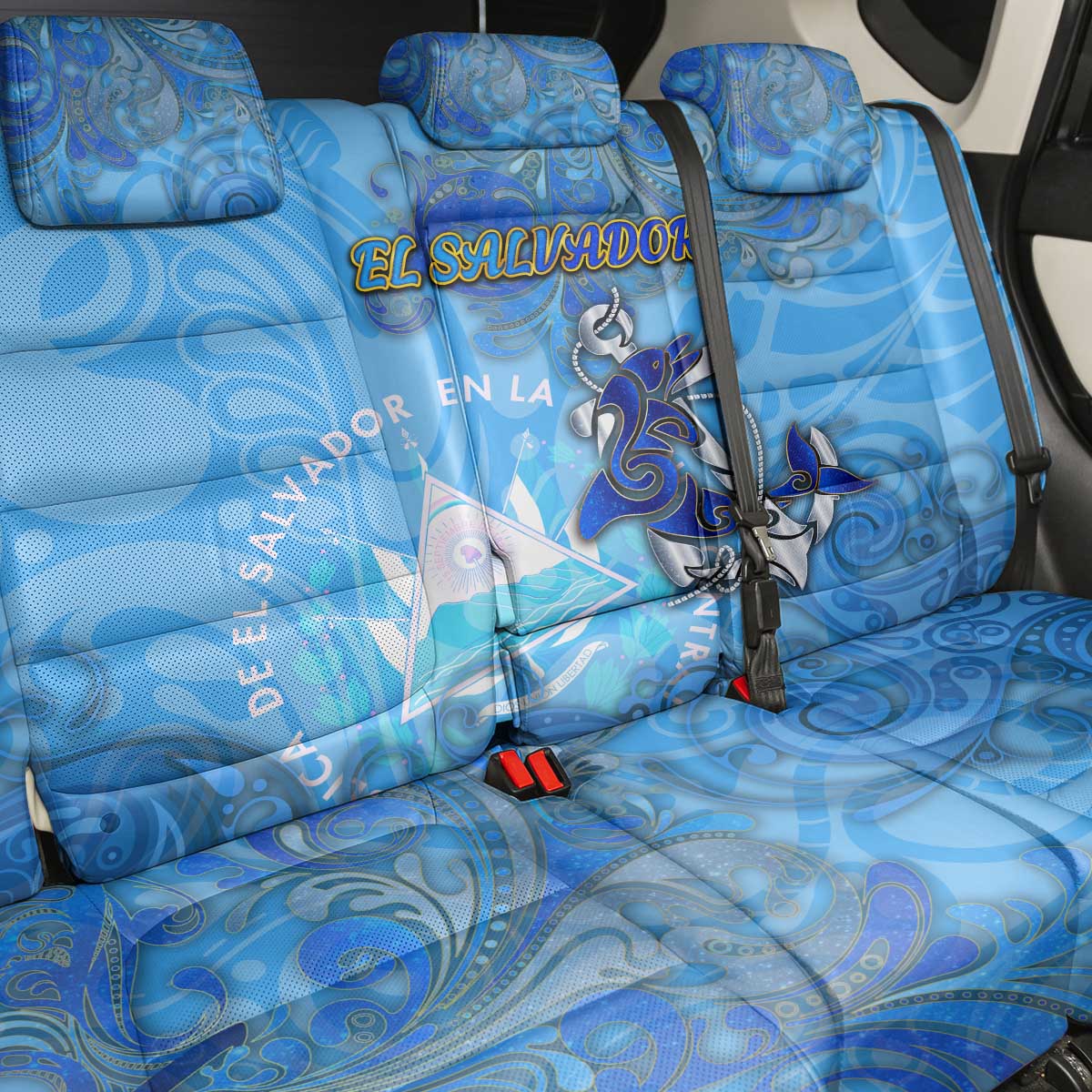 Ocean Spirit of El Salvador Back Car Seat Cover Anchored in Salvadoran Pride - Aussie Hoodie