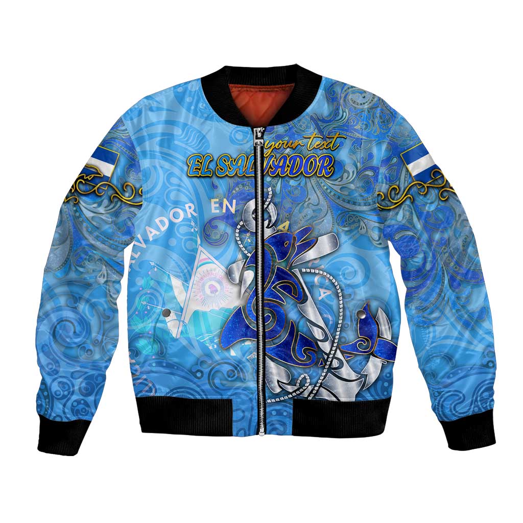 Ocean Spirit of El Salvador Bomber Jacket Anchored in Salvadoran Pride - Aussie Hoodie