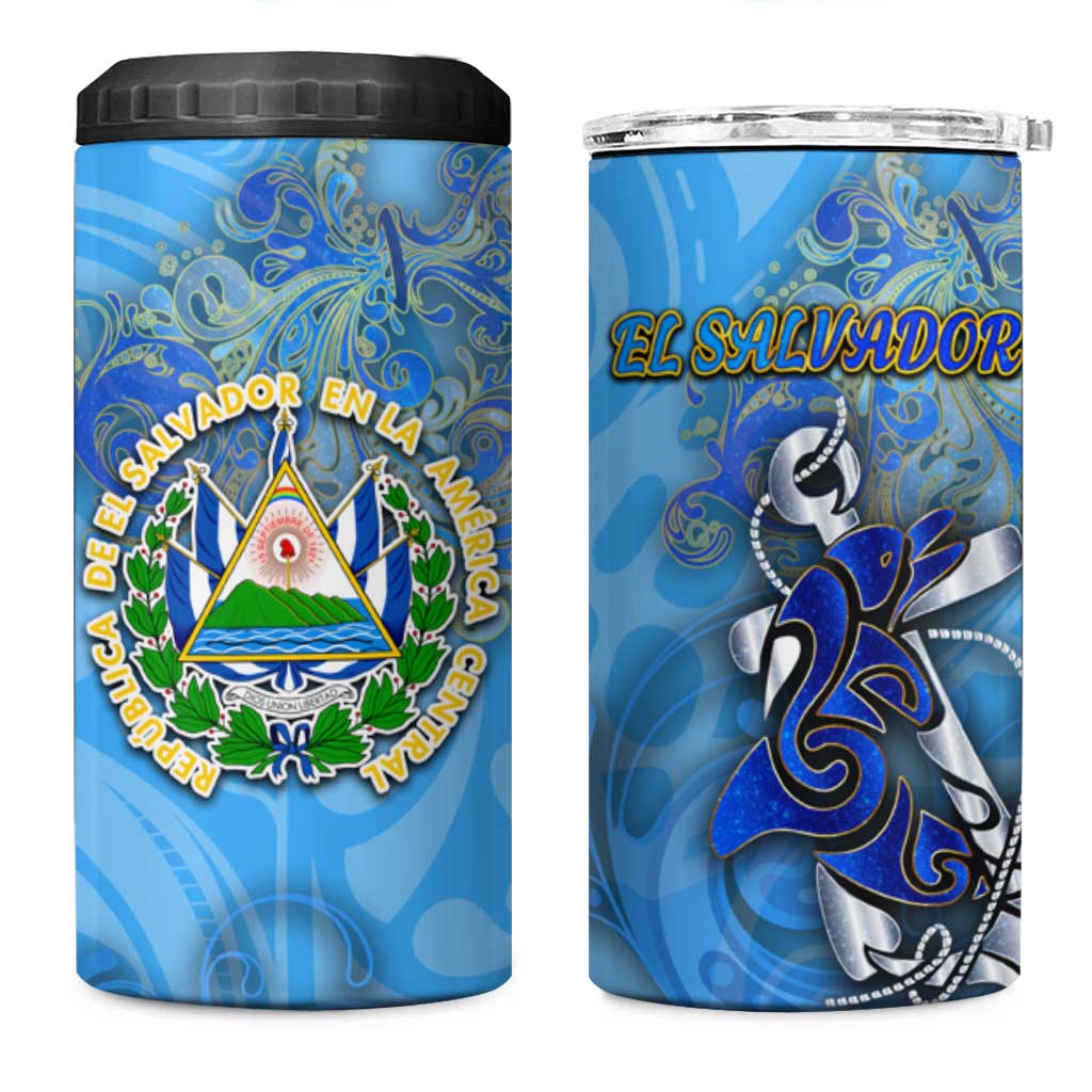 Ocean Spirit of El Salvador 4 in 1 Can Cooler Tumbler Anchored in Salvadoran Pride - Aussie Hoodie
