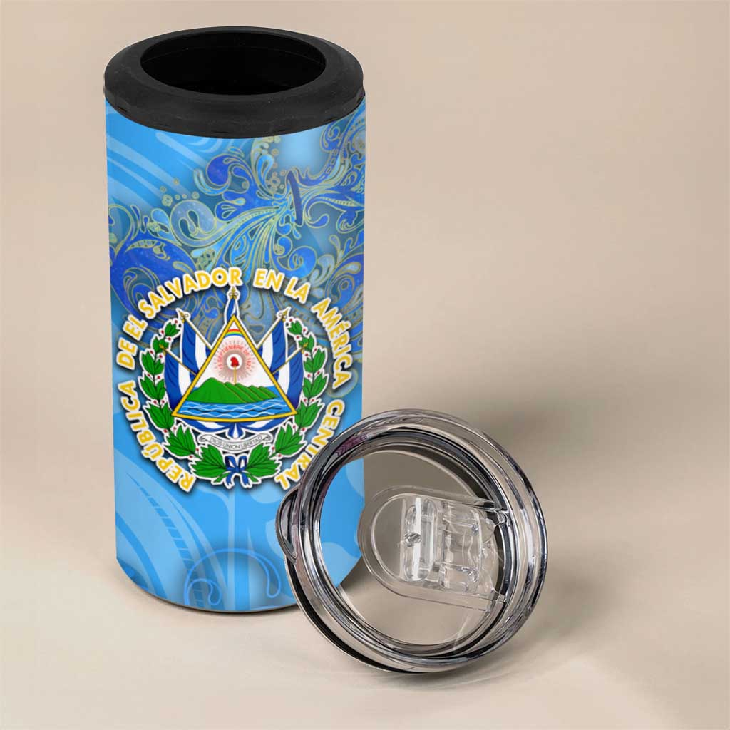 Ocean Spirit of El Salvador 4 in 1 Can Cooler Tumbler Anchored in Salvadoran Pride - Aussie Hoodie