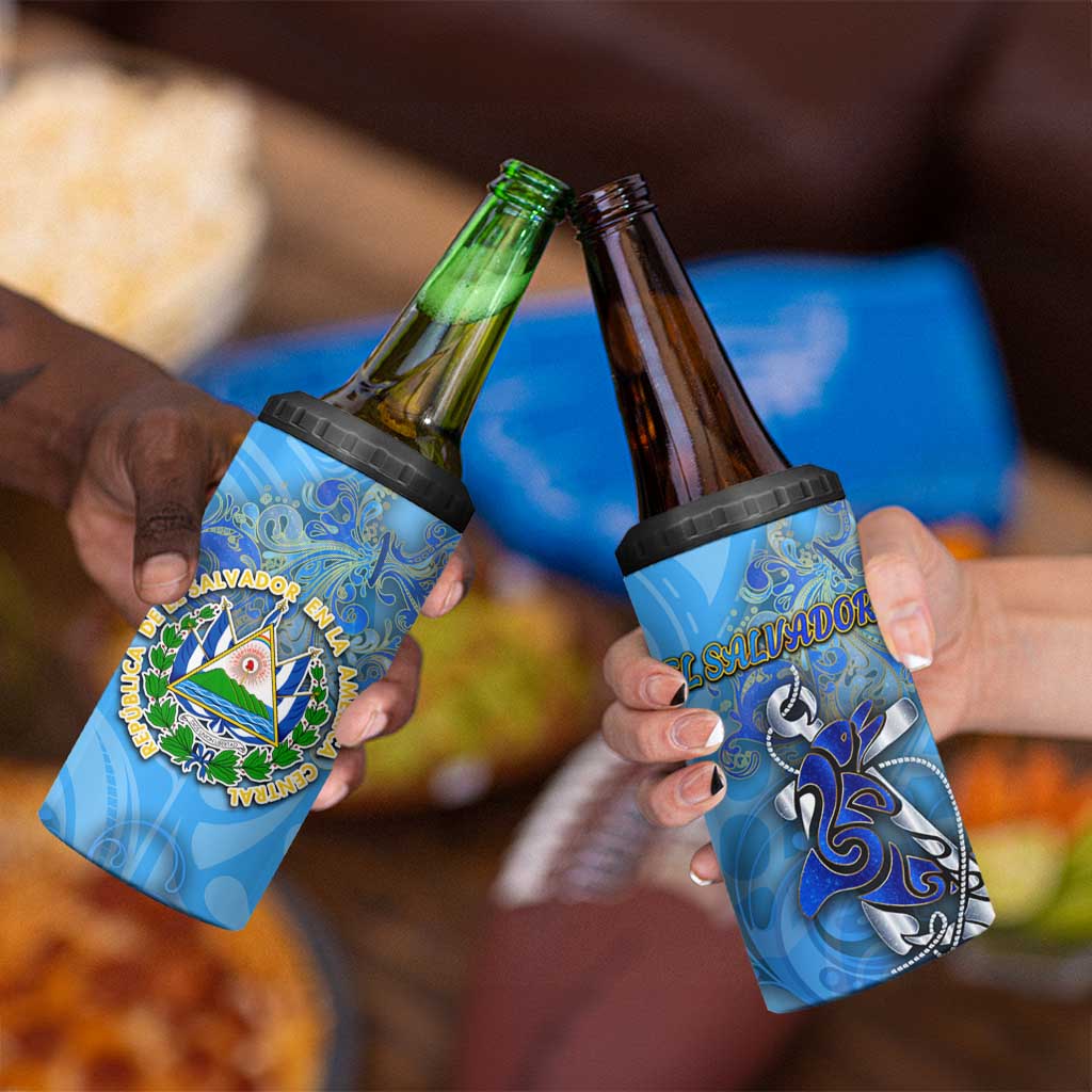 Ocean Spirit of El Salvador 4 in 1 Can Cooler Tumbler Anchored in Salvadoran Pride - Aussie Hoodie