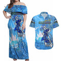 Ocean Spirit of El Salvador Couples Matching Off Shoulder Maxi Dress and Hawaiian Shirt Anchored in Salvadoran Pride - Aussie Hoodie