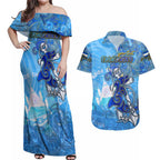 Ocean Spirit of El Salvador Couples Matching Off Shoulder Maxi Dress and Hawaiian Shirt Anchored in Salvadoran Pride - Aussie Hoodie
