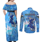 Ocean Spirit of El Salvador Couples Matching Off Shoulder Maxi Dress and Long Sleeve Button Shirt Anchored in Salvadoran Pride - Aussie Hoodie