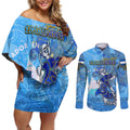 Ocean Spirit of El Salvador Couples Matching Off Shoulder Short Dress and Long Sleeve Button Shirt Anchored in Salvadoran Pride - Aussie Hoodie