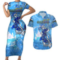Ocean Spirit of El Salvador Couples Matching Short Sleeve Bodycon Dress and Hawaiian Shirt Anchored in Salvadoran Pride - Aussie Hoodie