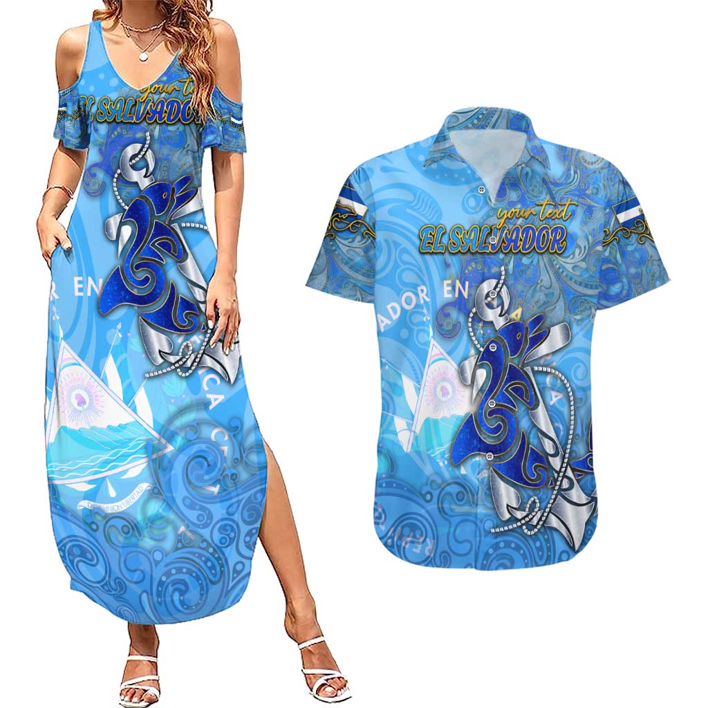 Ocean Spirit of El Salvador Couples Matching Summer Maxi Dress and Hawaiian Shirt Anchored in Salvadoran Pride - Aussie Hoodie