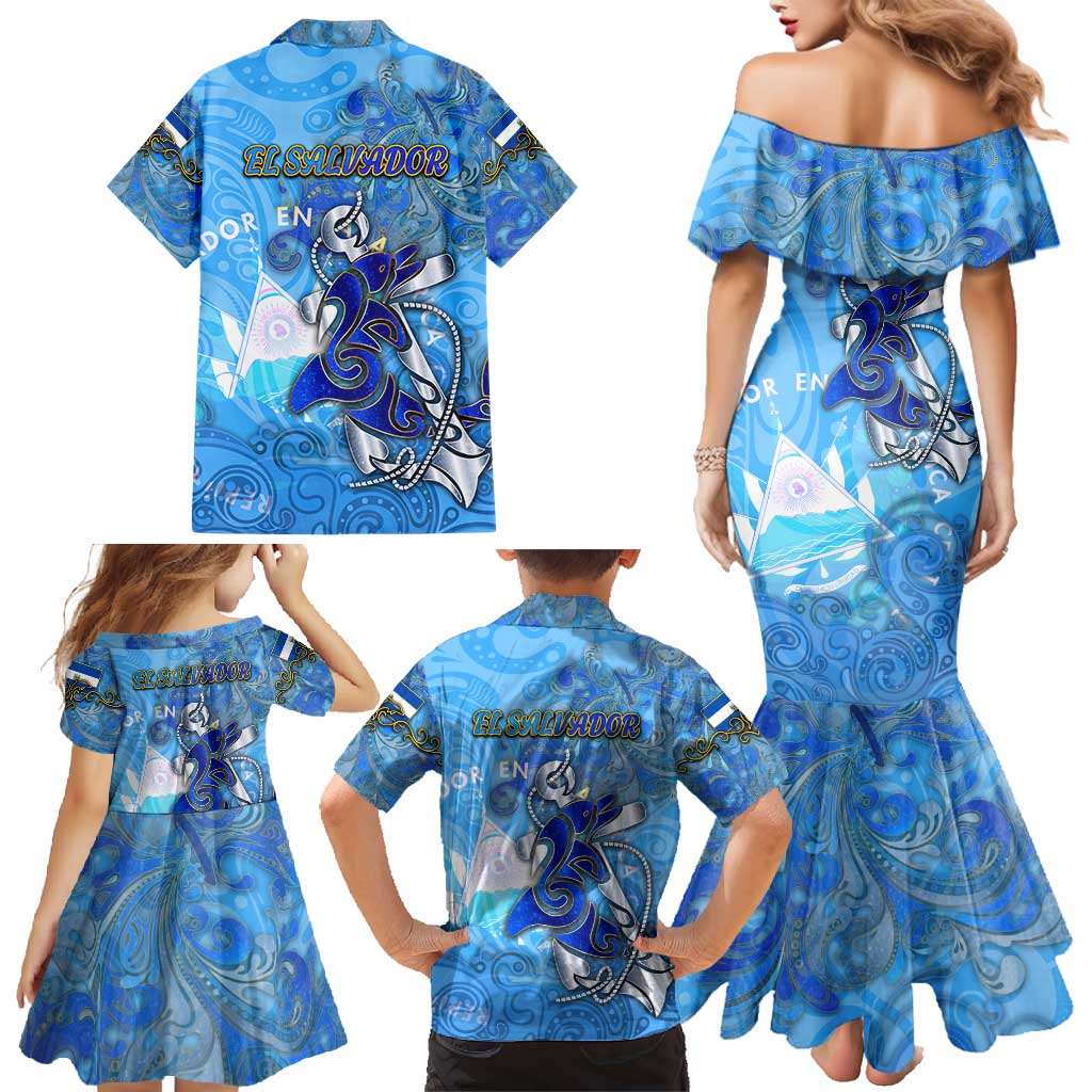 Ocean Spirit of El Salvador Family Matching Mermaid Dress and Hawaiian Shirt Anchored in Salvadoran Pride - Aussie Hoodie