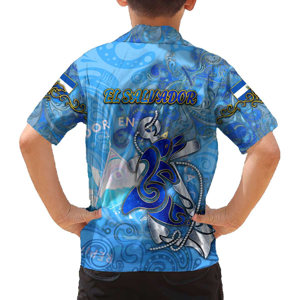 Ocean Spirit of El Salvador Family Matching Off The Shoulder Long Sleeve Dress and Hawaiian Shirt Anchored in Salvadoran Pride - Aussie Hoodie